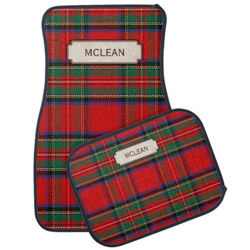 Scottish Red Clan YOUR NAME Plaid Tartan Car Floor Mat