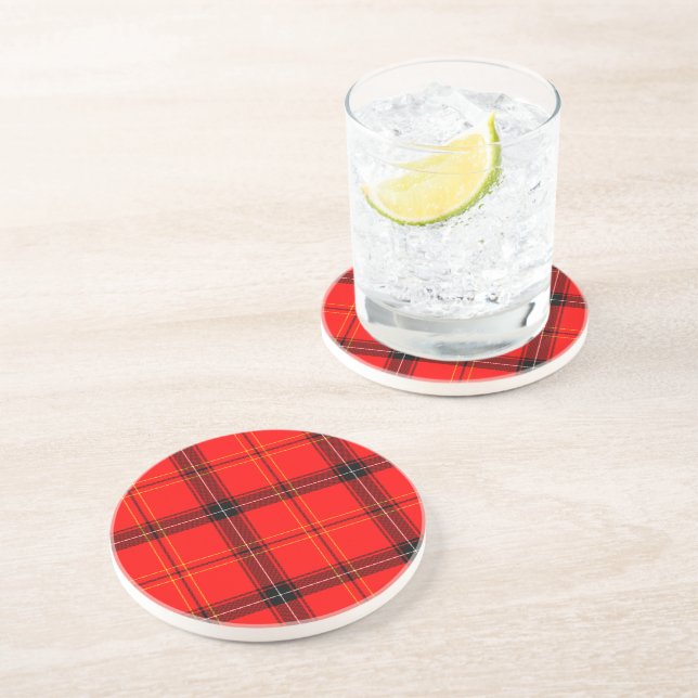 Scottish Red Tartan Sandstone Coaster (Side)