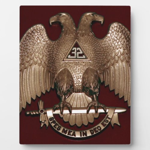 Scottish Rite 32 degree Mason Double Eagle Red Plaque