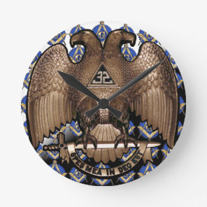 Scottish Rite Square & Compass Black White Diagona Round Clock