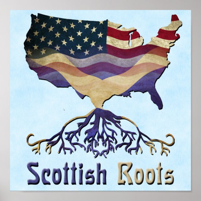 Scottish Roots, American Map Poster Print (Front)