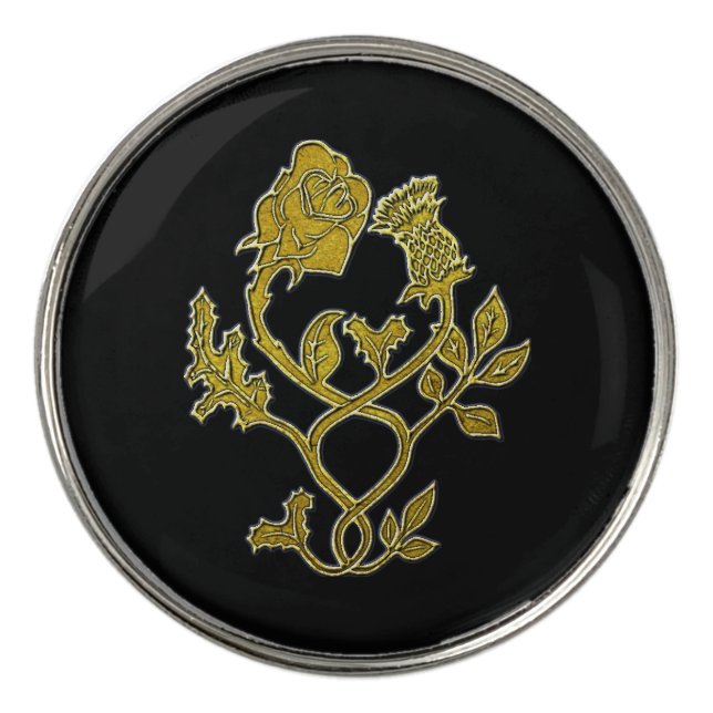 Scottish Rose and Thistle Golf Ball Marker (Front)