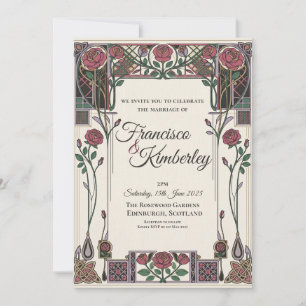 Scottish Rose Art Nouveau Wedding Invitation