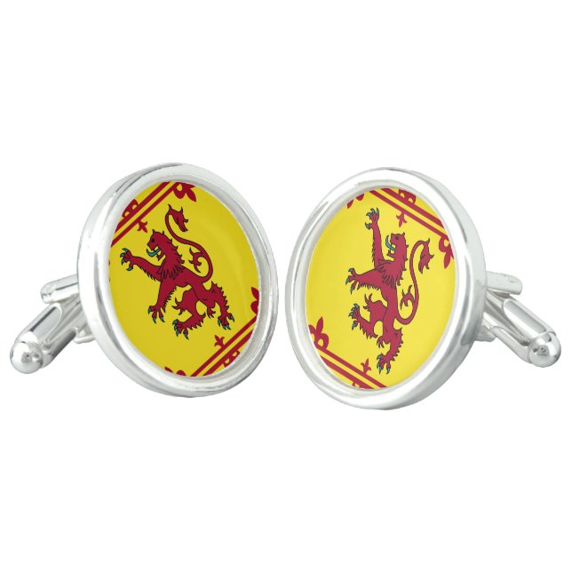 Scottish Royal Arms Flag Cufflinks (Angled)