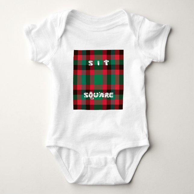 Scottish Royal Checkered Tartan Plaid with Text Baby Bodysuit (Front)