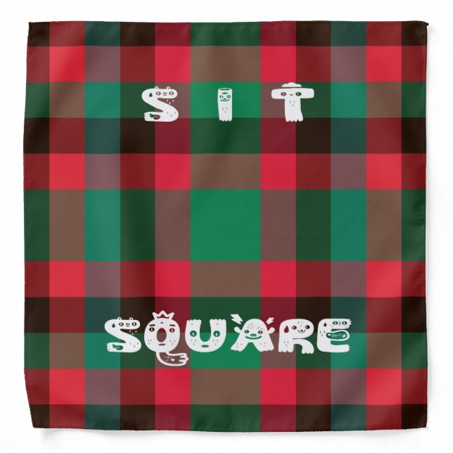 Scottish Royal Checkered Tartan Plaid with Text Bandana (Front)