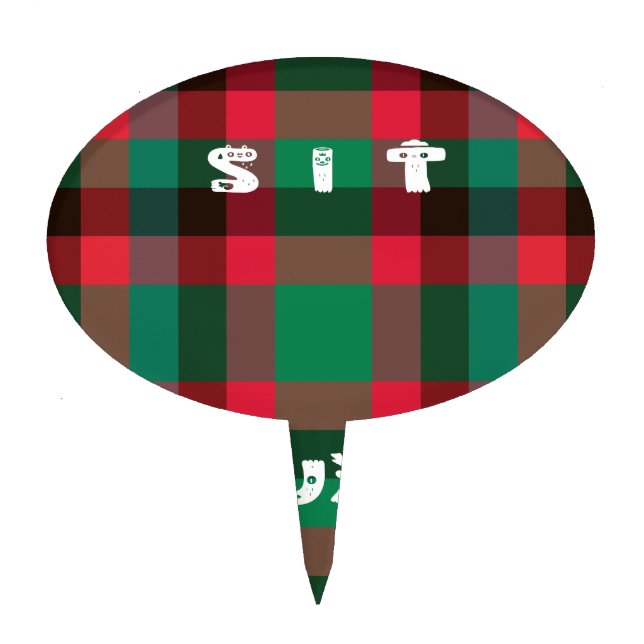 Scottish Royal Checkered Tartan Plaid with Text Cake Topper (Front)