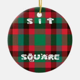 Scottish Royal Checkered Tartan Plaid with Text Ceramic Ornament