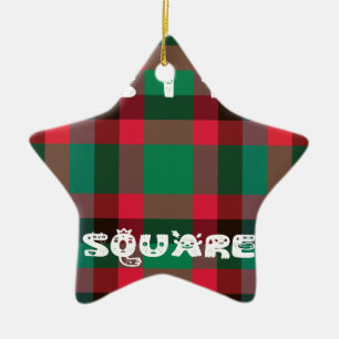Scottish Royal Checkered Tartan Plaid with Text Ceramic Ornament
