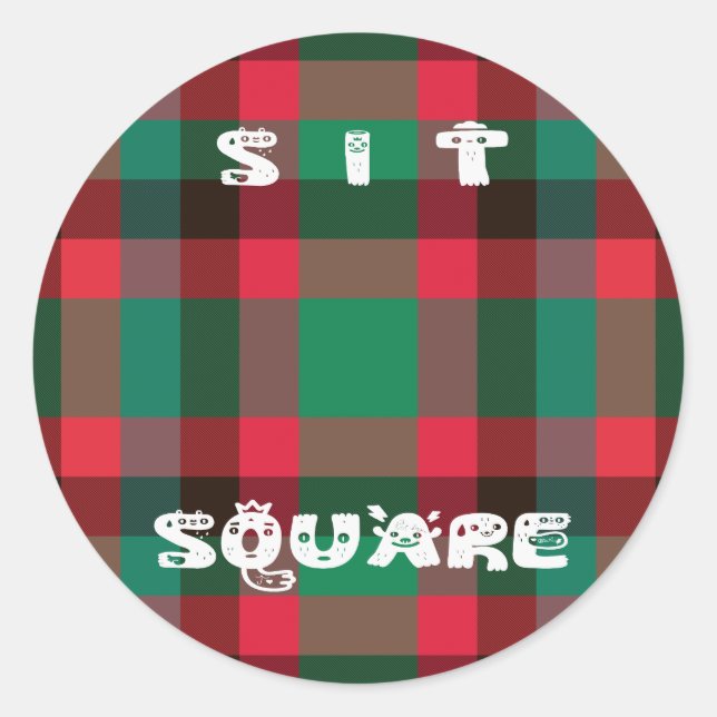 Scottish Royal Checkered Tartan Plaid with Text Classic Round Sticker (Front)