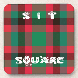 Scottish Royal Checkered Tartan Plaid with Text Coaster