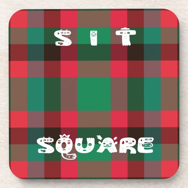 Scottish Royal Checkered Tartan Plaid with Text Coaster (Front)