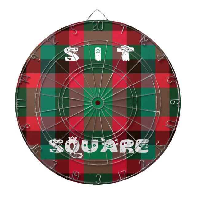 Scottish Royal Checkered Tartan Plaid with Text Dartboard (Front)