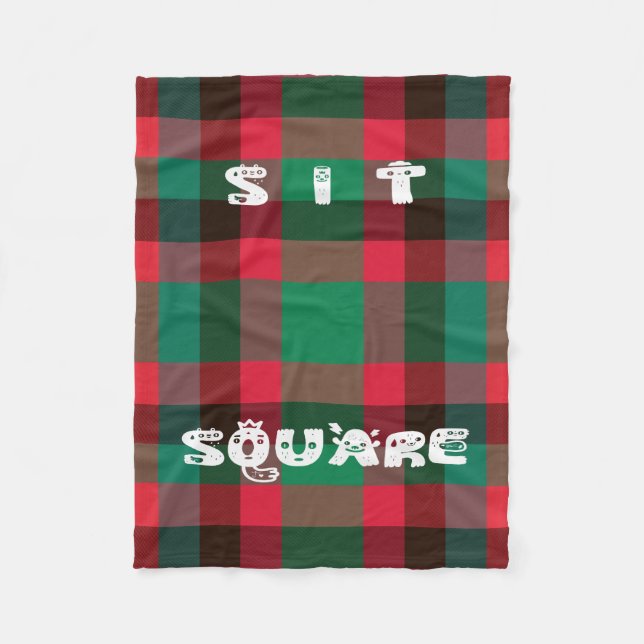 Scottish Royal Checkered Tartan Plaid with Text Fleece Blanket (Front)