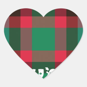 Scottish Royal Checkered Tartan Plaid with Text Heart Sticker
