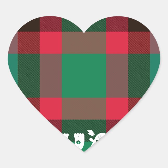 Scottish Royal Checkered Tartan Plaid with Text Heart Sticker (Front)