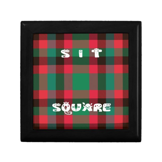 Scottish Royal Checkered Tartan Plaid with Text Keepsake Box (Front)