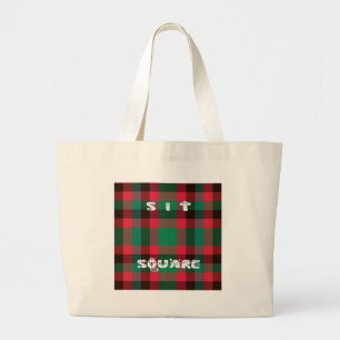 Scottish Royal Checkered Tartan Plaid with Text Large Tote Bag