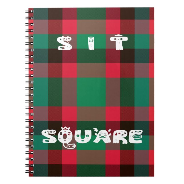 Scottish Royal Checkered Tartan Plaid with Text Notebook (Front)
