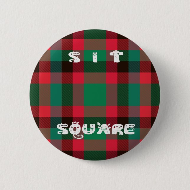 Scottish Royal Checkered Tartan Plaid with Text Pinback Button (Front)