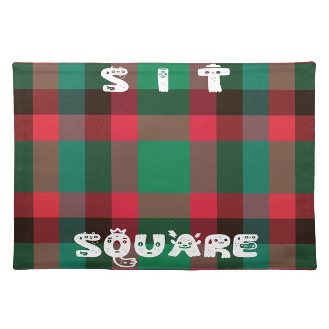 Scottish Royal Checkered Tartan Plaid with Text Placemat (Front)