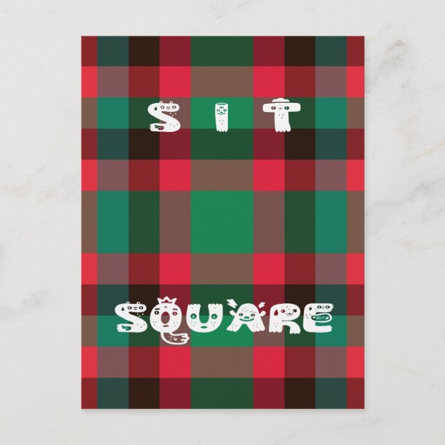 Scottish Royal Checkered Tartan Plaid with Text Postcard (Front)