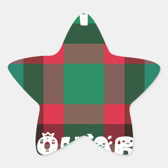 Scottish Royal Checkered Tartan Plaid with Text Star Sticker (Front)