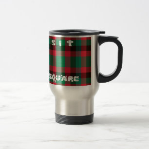 Scottish Royal Checkered Tartan Plaid with Text Travel Mug