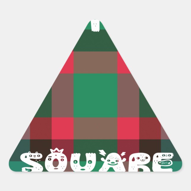 Scottish Royal Checkered Tartan Plaid with Text Triangle Sticker (Front)