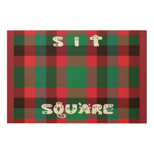 Scottish Royal Checkered Tartan Plaid with Text Wood Wall Decor