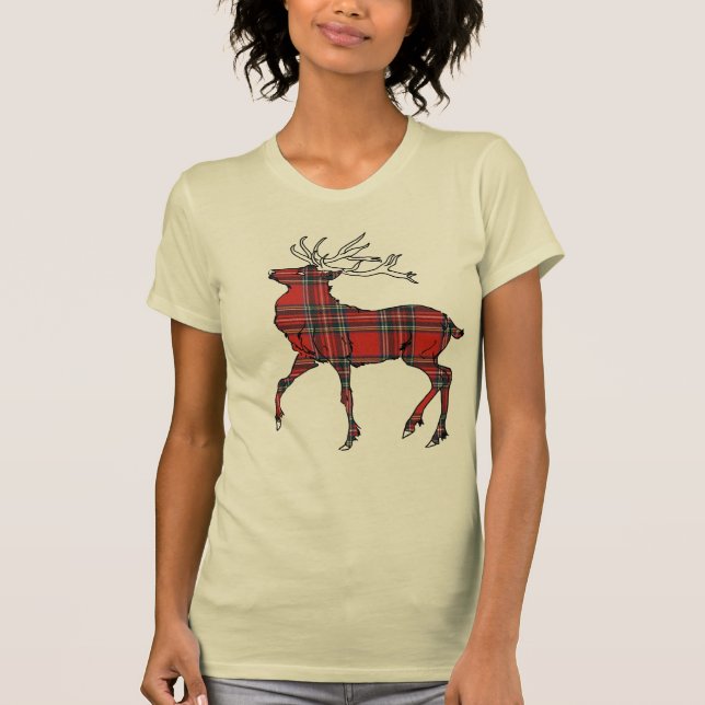 Scottish (Royal Stewart) Tartan Deer T-Shirt (Front)