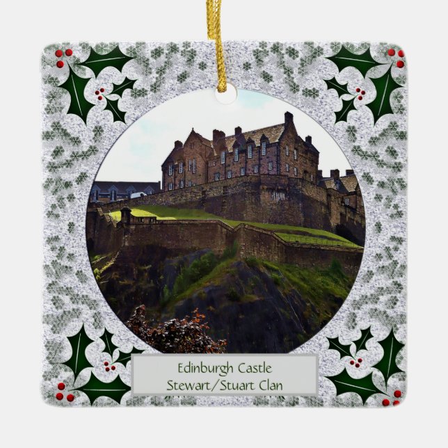 Scottish Royal Stuart Clan Edinburgh Castle Xmas Ceramic Ornament (Front)