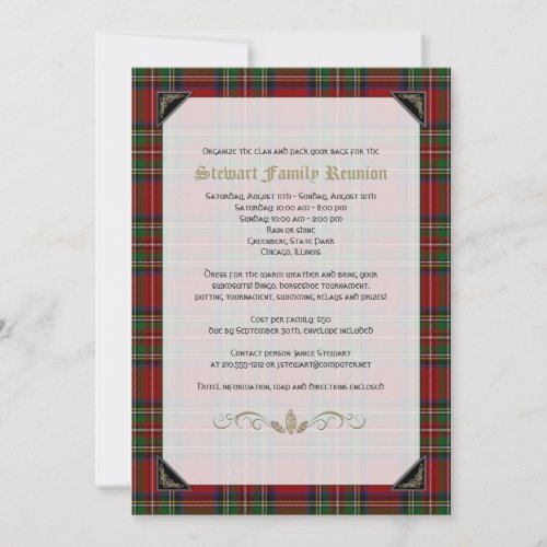 Royal Stuart Tartan Family Reunion Invitation