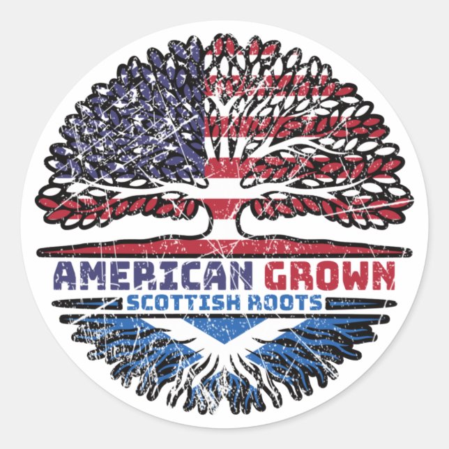 Scottish Scotland US American USA United States Classic Round Sticker (Front)