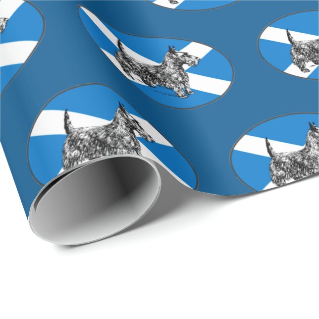 Scottish Scottie Dog with flag of Scotland Wrapping Paper (Roll Corner)