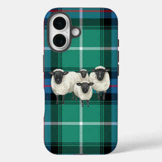 Scottish Sheep on Tartan Background Phone Cover