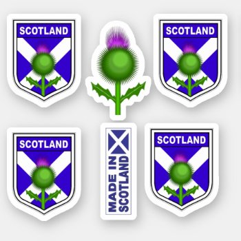 Scottish Shield Flag Thistle Made In Scotland Sticker by Stickies at Zazzle