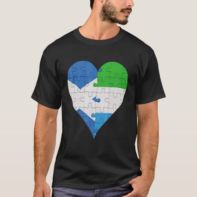 Scottish Sierra Leonean Flag Heart T-Shirt (Front)