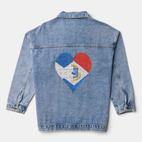 Scottish Sint Maartener Flag Heart  Denim Jacket