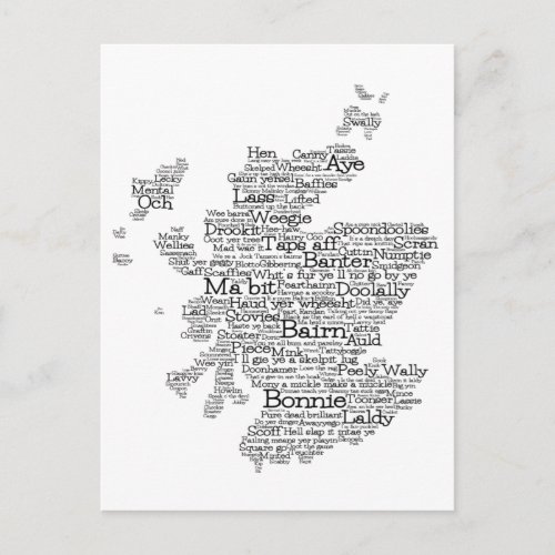 Scottish slang map postcard