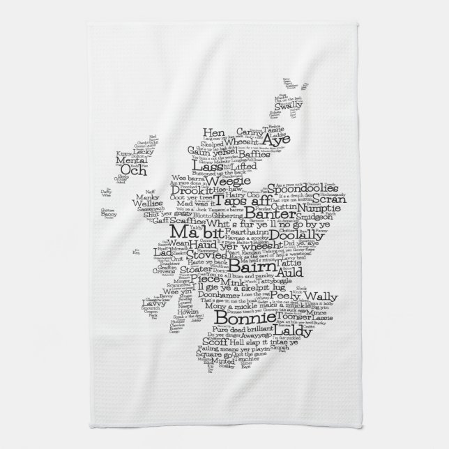 Scottish Slang Word Map Kitchen Towel (Vertical)