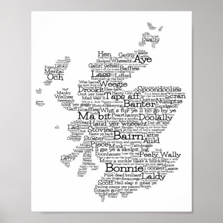 Scottish Slang Word Map Poster