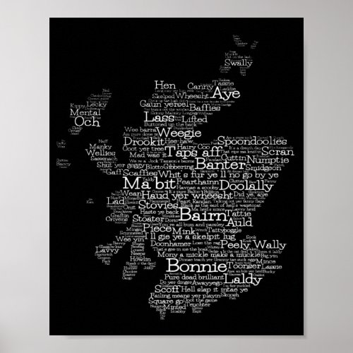 Scottish Slang Word Map Poster