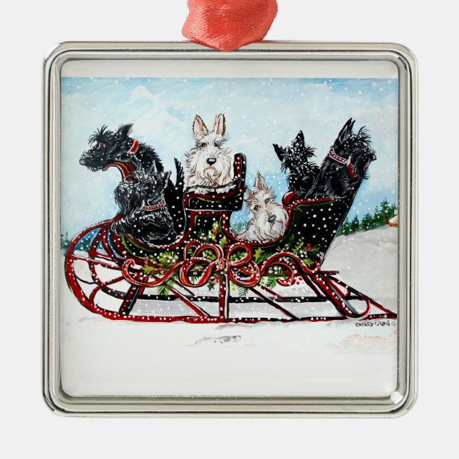Scottish Sleigh Ride Metal Ornament (Front)