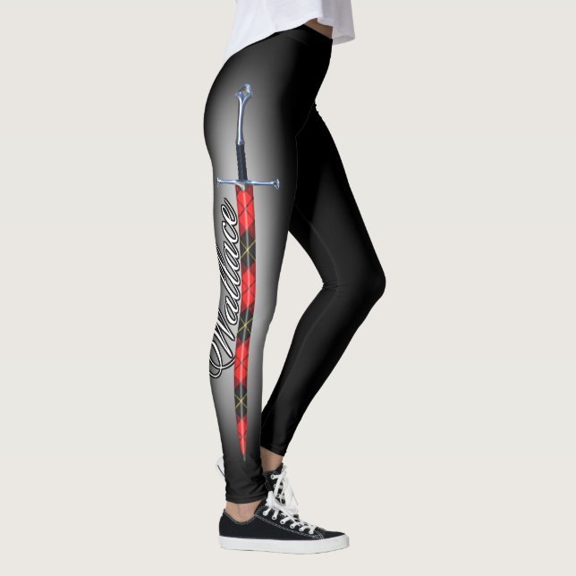 Scottish Steel Clan Wallace Tartan Sword Leggings (Right)