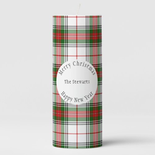 Scottish Stuart Dress Plaid Tartan Pillar Candle