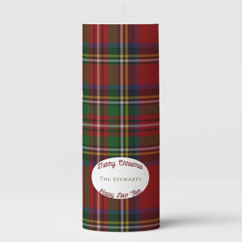 Scottish Stuart Plaid Tartan Pillar Candle