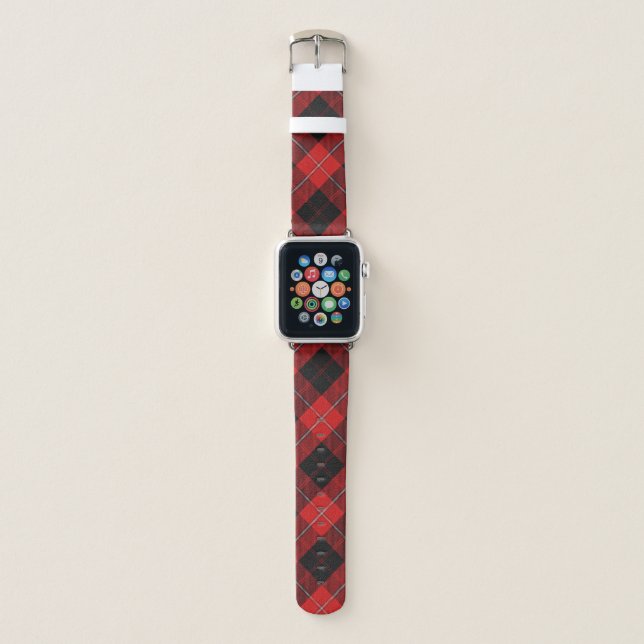 Scottish Style Clan Cunningham Tartan Plaid Apple Watch Band (Front)