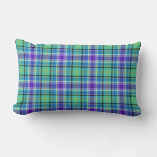 Scottish-style Tartan Plaid, crimson/green check Lumbar Pillow