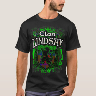 Scottish Surname Clan Lindsay Tartan Lion Crest T-Shirt